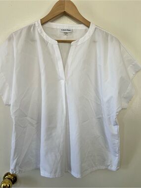 Calvin Klein White Cotton Short Sleeve Top